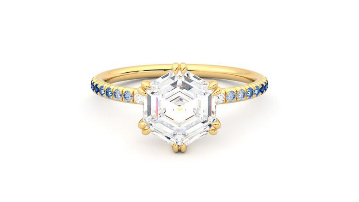 Taylor & Hart Damson Hexagonal Engagement Ring 360 degree image 0