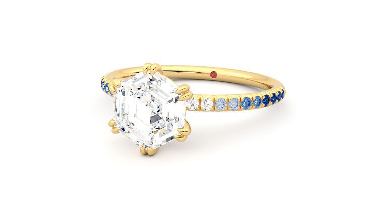 Taylor & Hart Damson Hexagonal Engagement Ring 360 degree image 26