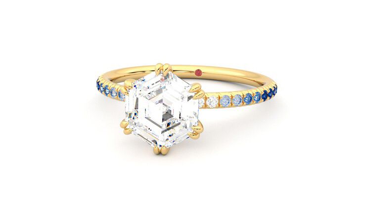 Taylor & Hart Damson Hexagonal Engagement Ring 360 degree image 27