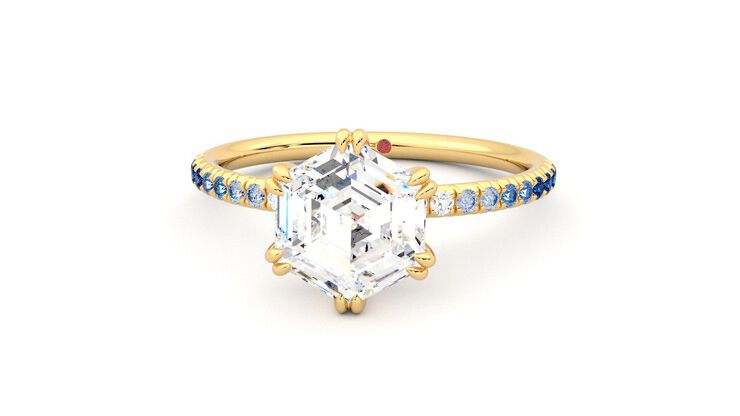 Taylor & Hart Damson Hexagonal Engagement Ring 360 degree image 28
