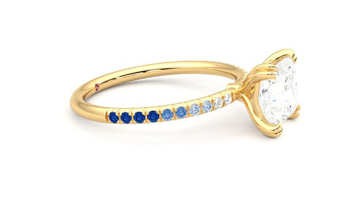 Taylor & Hart Damson Princess Engagement Ring 360 degree image 8