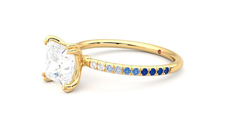 Taylor & Hart Damson Princess Engagement Ring 360 degree image 23