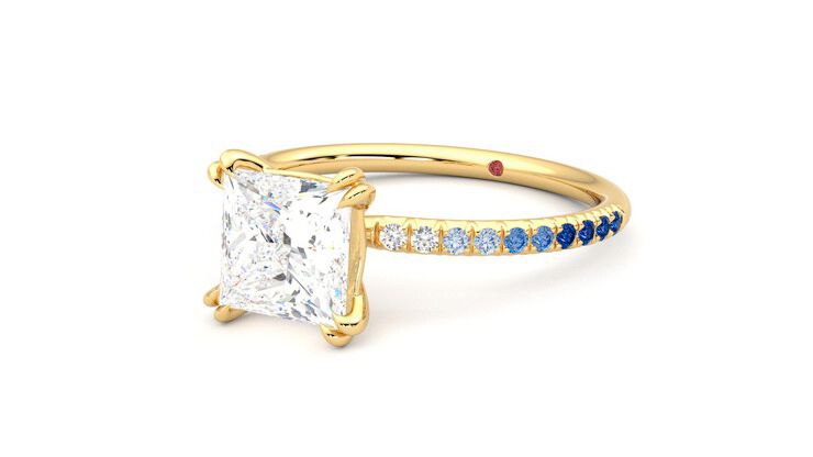 Taylor & Hart Damson Princess Engagement Ring 360 degree image 25