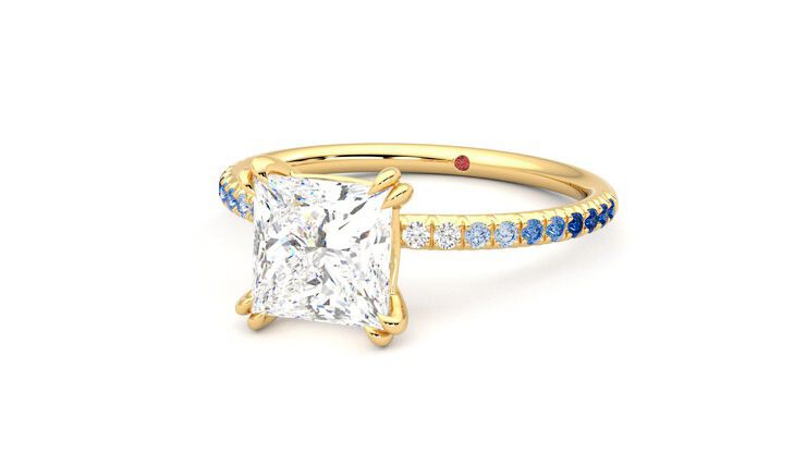 Taylor & Hart Damson Princess Engagement Ring 360 degree image 26