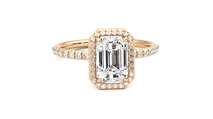 Taylor & Hart Dawn Emerald Engagement Ring 360 degree image 1