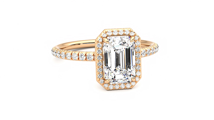 Taylor & Hart Dawn Emerald Engagement Ring 360 degree image 2