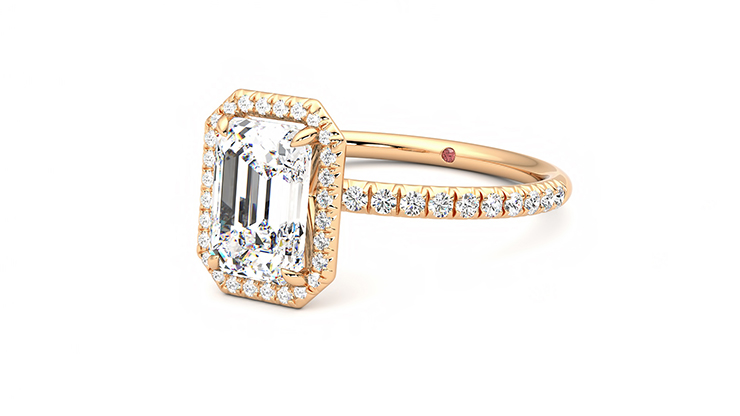 Taylor & Hart Dawn Emerald Engagement Ring 360 degree image 24