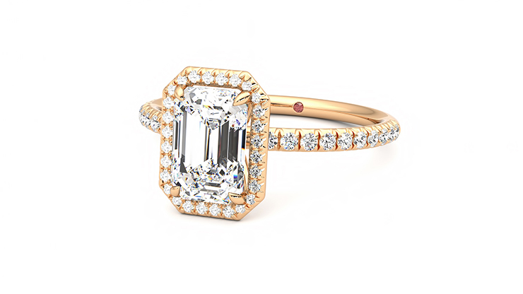 Taylor & Hart Dawn Emerald Engagement Ring 360 degree image 25