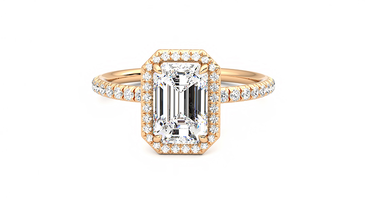 Taylor & Hart Dawn Emerald Engagement Ring 360 degree image 28