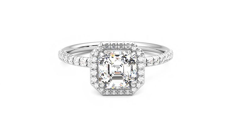 Taylor & Hart Dawn Asscher Engagement Ring 360 degree image 1