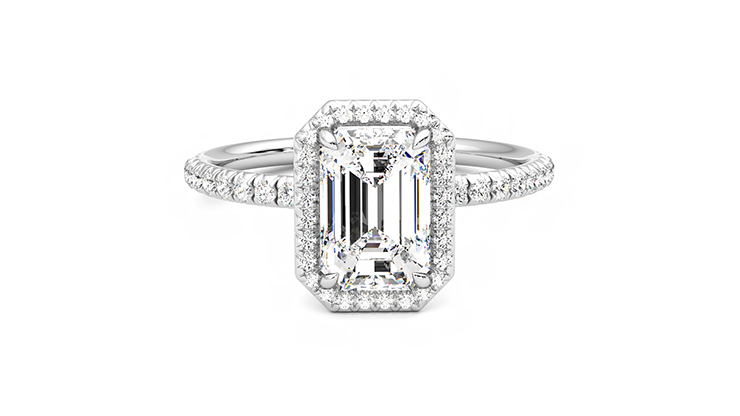 Taylor & Hart Dawn Emerald Engagement Ring 360 degree image 0