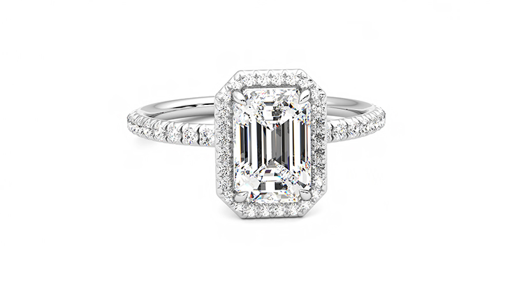 Taylor & Hart Dawn Emerald Engagement Ring 360 degree image 1