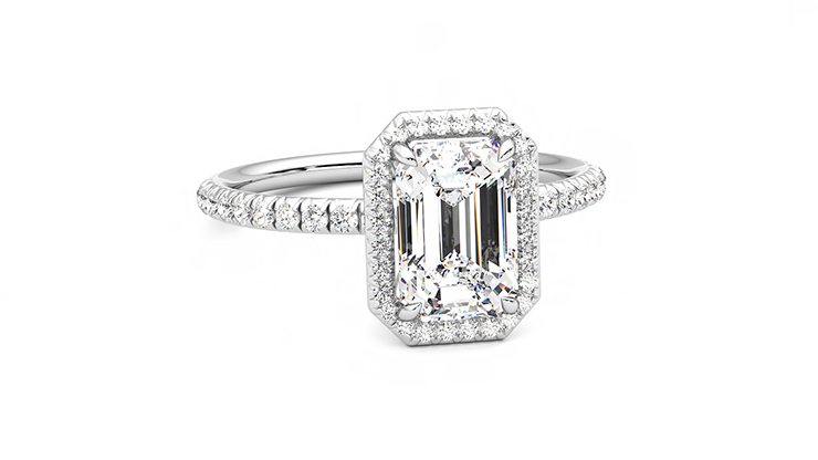 Taylor & Hart Dawn Emerald Engagement Ring 360 degree image 2