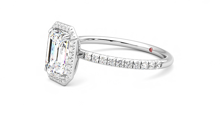 Taylor & Hart Dawn Emerald Engagement Ring 360 degree image 22