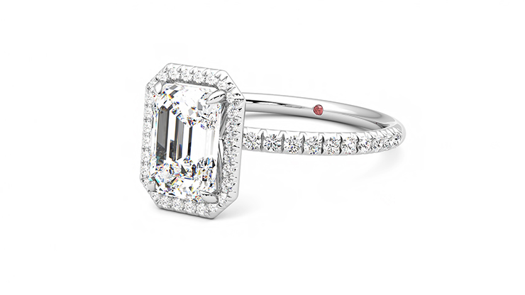 Taylor & Hart Dawn Emerald Engagement Ring 360 degree image 24