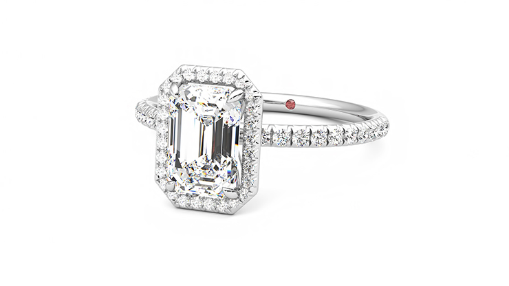Taylor & Hart Dawn Emerald Engagement Ring 360 degree image 25