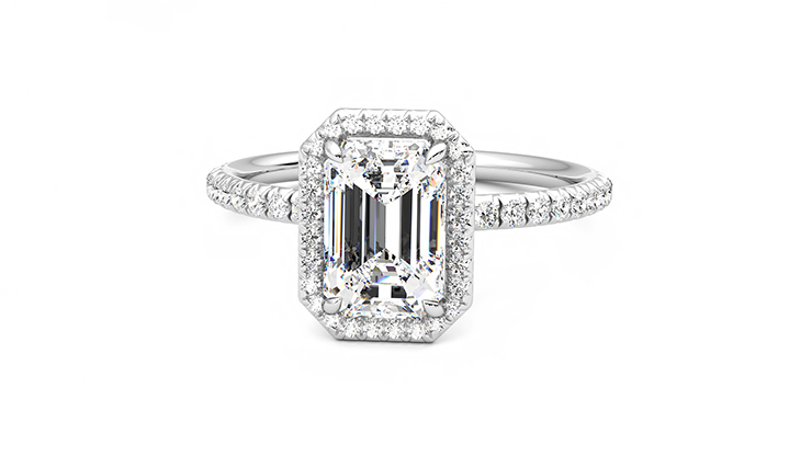 Taylor & Hart Dawn Emerald Engagement Ring 360 degree image 27