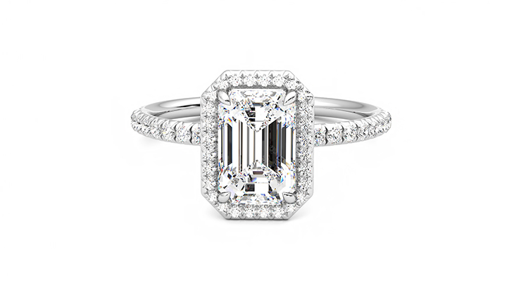 Taylor & Hart Dawn Emerald Engagement Ring 360 degree image 28