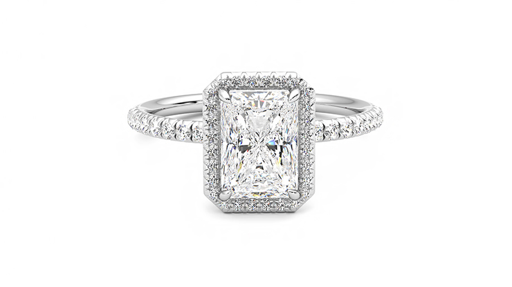 Taylor & Hart Dawn Radiant Engagement Ring 360 degree image 1