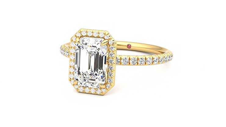 Taylor & Hart Dawn Emerald Engagement Ring 360 degree image 25