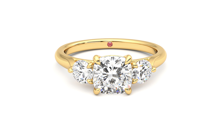 Taylor & Hart Destiny Cushion Engagement Ring 360 degree image 1