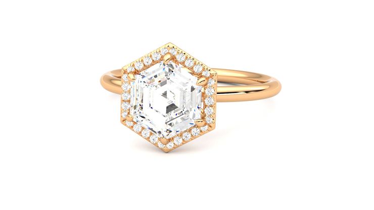 Taylor & Hart Dove Hexagonal Engagement Ring 360 degree image 27