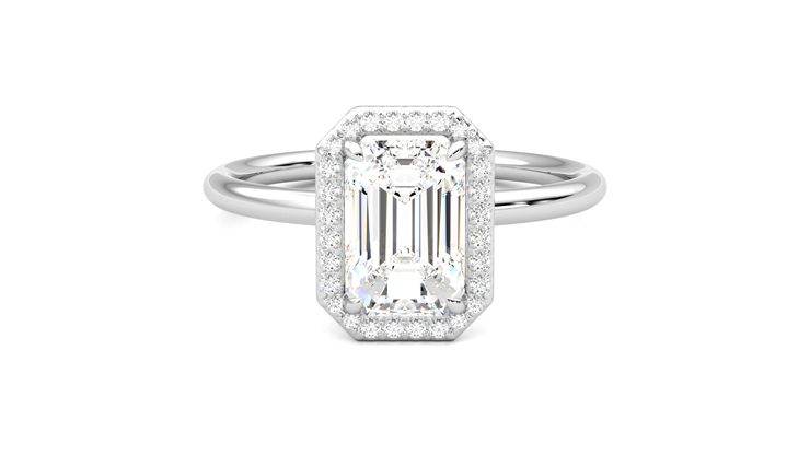 Taylor & Hart Dove Emerald Engagement Ring 360 degree image 0