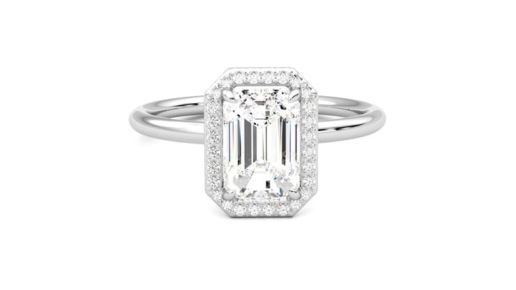 Taylor & Hart Dove Emerald Engagement Ring 360 degree image 1