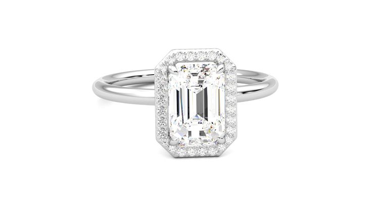 Taylor & Hart Dove Emerald Engagement Ring 360 degree image 2