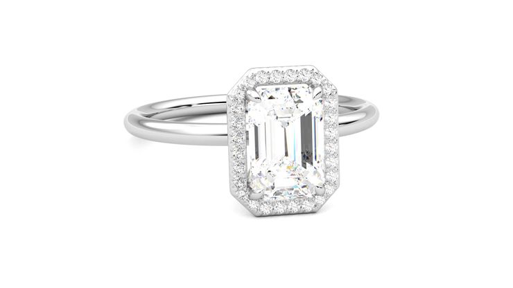 Taylor & Hart Dove Emerald Engagement Ring 360 degree image 3