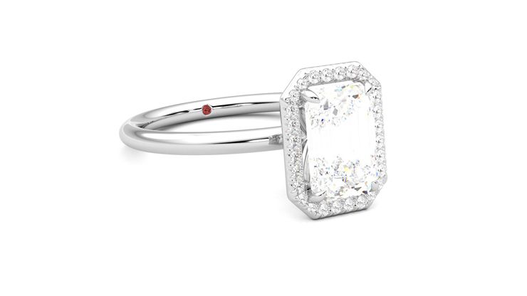 Taylor & Hart Dove Emerald Engagement Ring 360 degree image 5