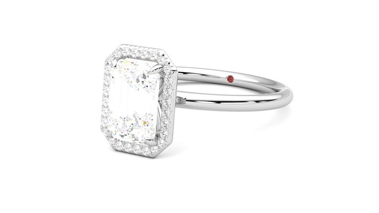 Taylor & Hart Dove Emerald Engagement Ring 360 degree image 25
