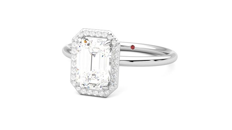 Taylor & Hart Dove Emerald Engagement Ring 360 degree image 26