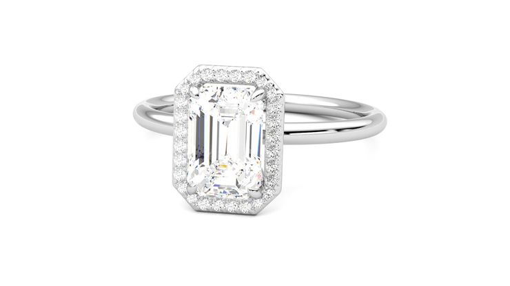 Taylor & Hart Dove Emerald Engagement Ring 360 degree image 27