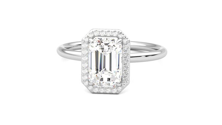 Taylor & Hart Dove Emerald Engagement Ring 360 degree image 28