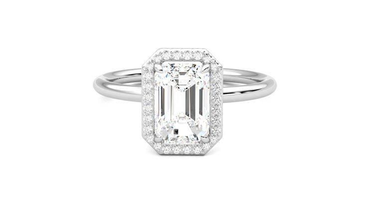 Taylor & Hart Dove Emerald Engagement Ring 360 degree image 29