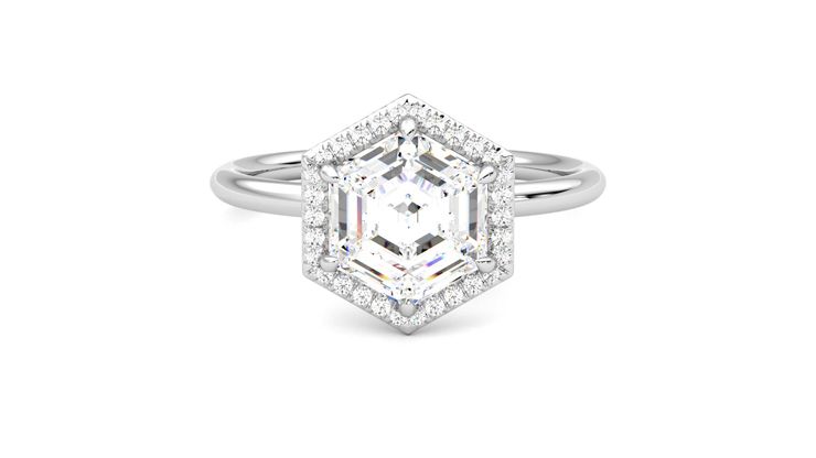 Taylor & Hart Dove Hexagonal Engagement Ring 360 degree image 0