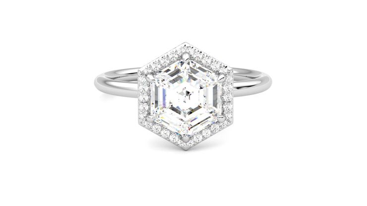 Taylor & Hart Dove Hexagonal Engagement Ring 360 degree image 1