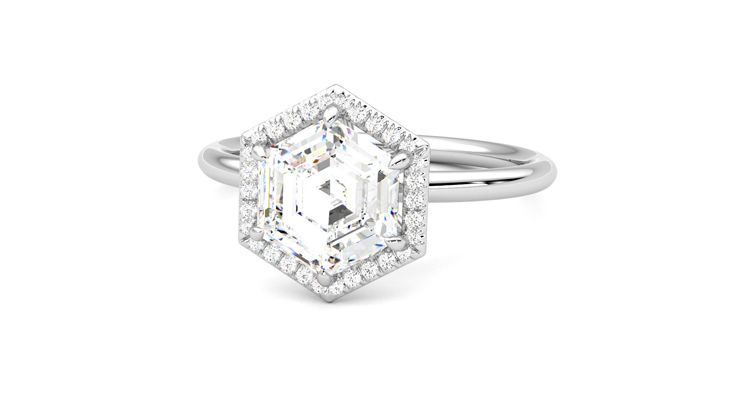 Taylor & Hart Dove Hexagonal Engagement Ring 360 degree image 27