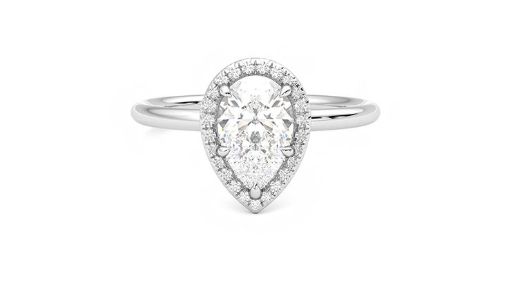 Taylor & Hart Dove Pear Engagement Ring 360 degree image 0