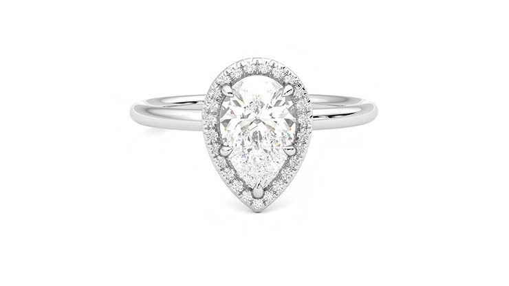 Taylor & Hart Dove Pear Engagement Ring 360 degree image 1