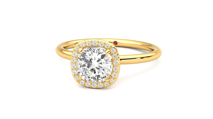 Dove, 18K Yellow Gold halo style engagement ring