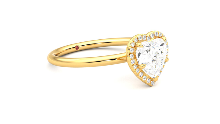 Dove, 18K Yellow Gold halo style engagement ring