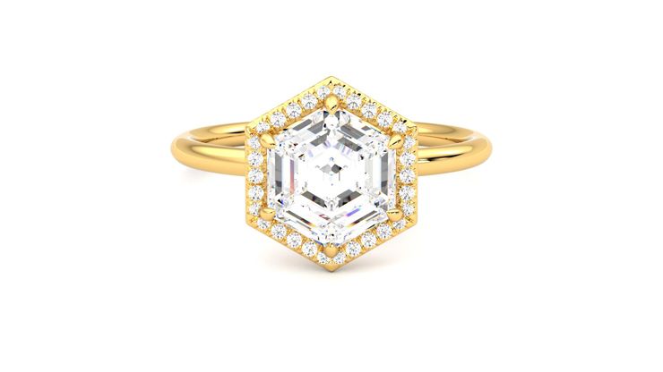 Taylor & Hart Dove Hexagonal Engagement Ring 360 degree image 0