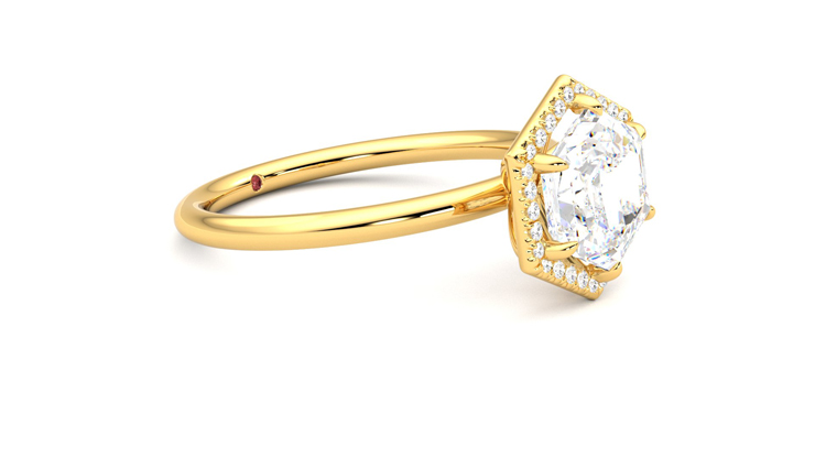 Dove, 18K Yellow Gold halo style engagement ring