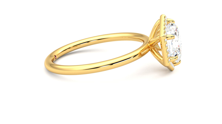 Dove, 18K Yellow Gold halo style engagement ring