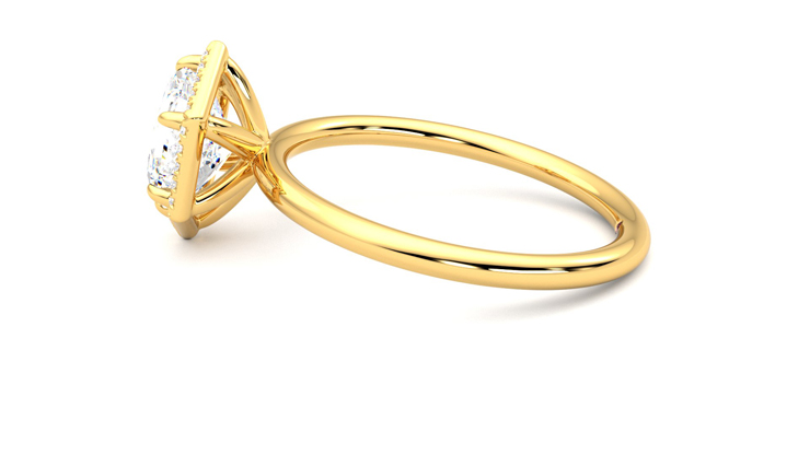 Dove, 18K Yellow Gold halo style engagement ring