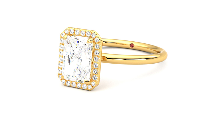 Dove, 18K Yellow Gold halo style engagement ring