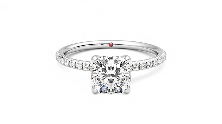 Taylor & Hart Dulcet Cushion Engagement Ring 360 degree image 0