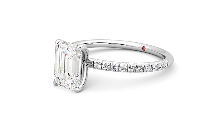 Taylor & Hart Dulcet Emerald Engagement Ring 360 degree image 25